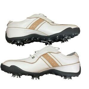 FootJoy LoPro Golf‎ Shoes Womens Size 7M White Leather Soft Spikes 97153 EUC